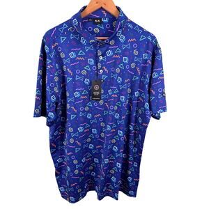 PinkPins Men’s Size 2XL Blue Performance Golf Activewear Short Sleeve Polo Shirt
